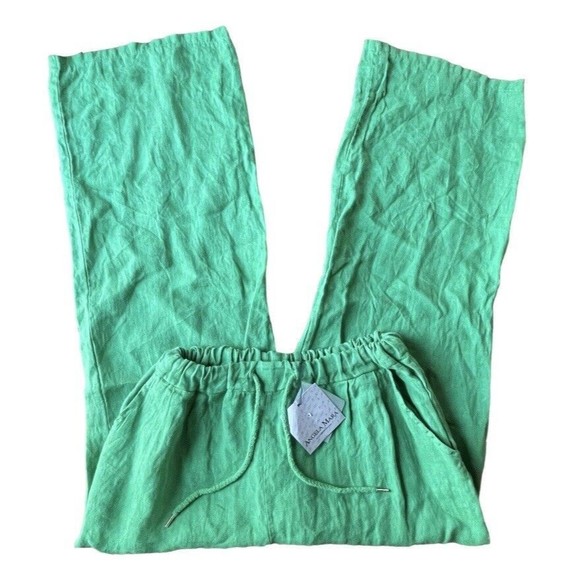 NWT Angela Mara x Gucci Green 100% Linen Wide Leg Pants Italy Medium Women - Picture 1 of 10